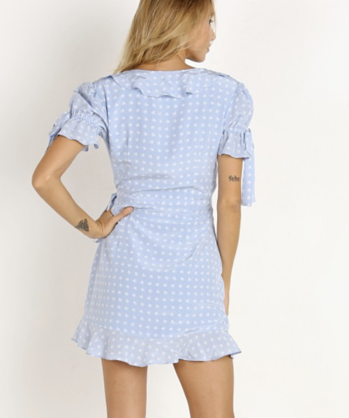 for love and lemons periwinkle wrap dress