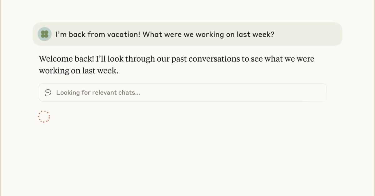 Screenshot of Claude AI chatbot looking for conversations about what was discussed last week