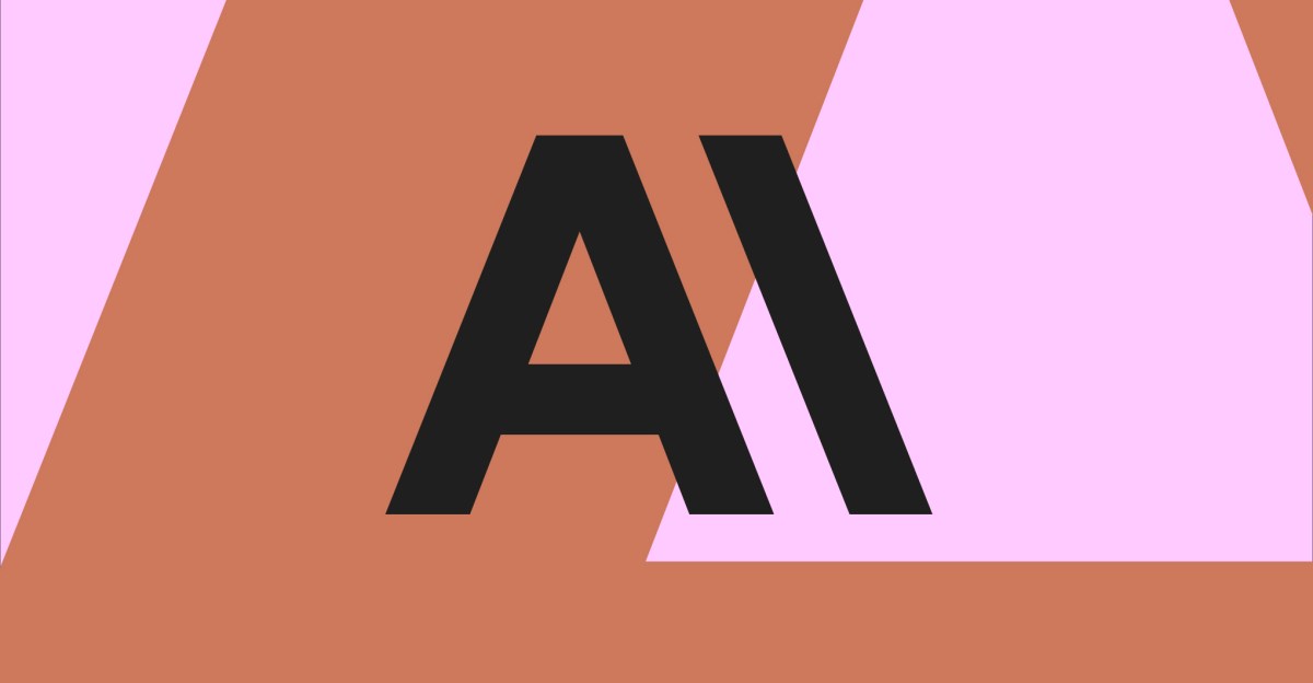 An image of the Anthropic logo on a brown an pink background