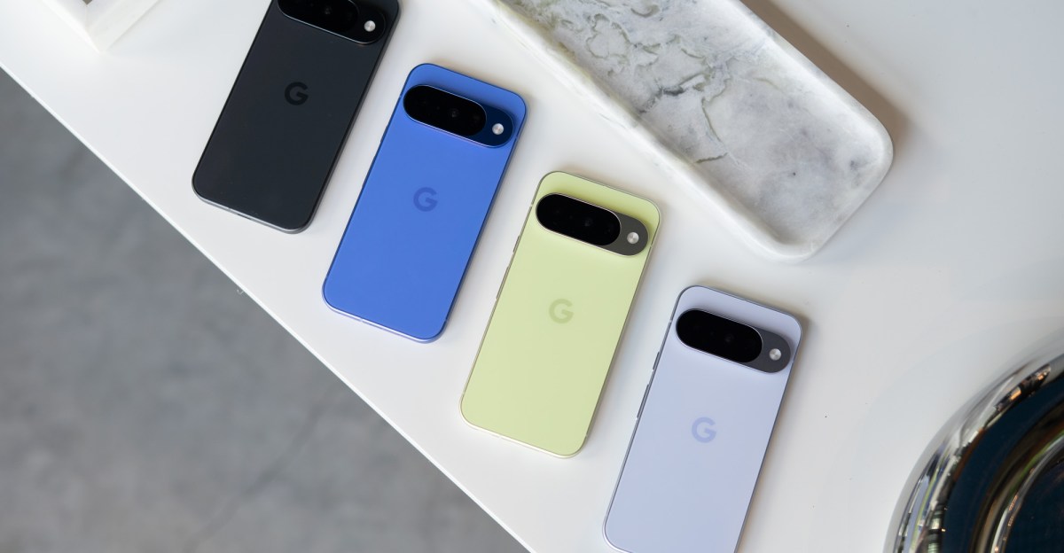 Google Pixel 10 shown in four color options