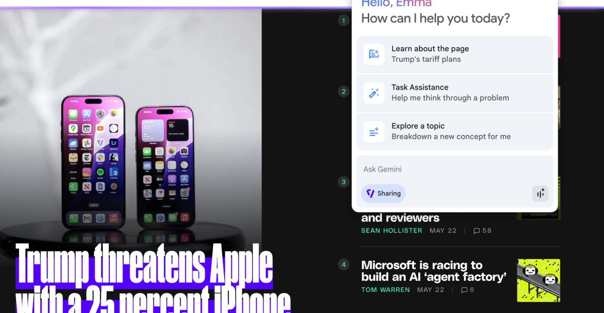 An image showing Gemini in Chrome