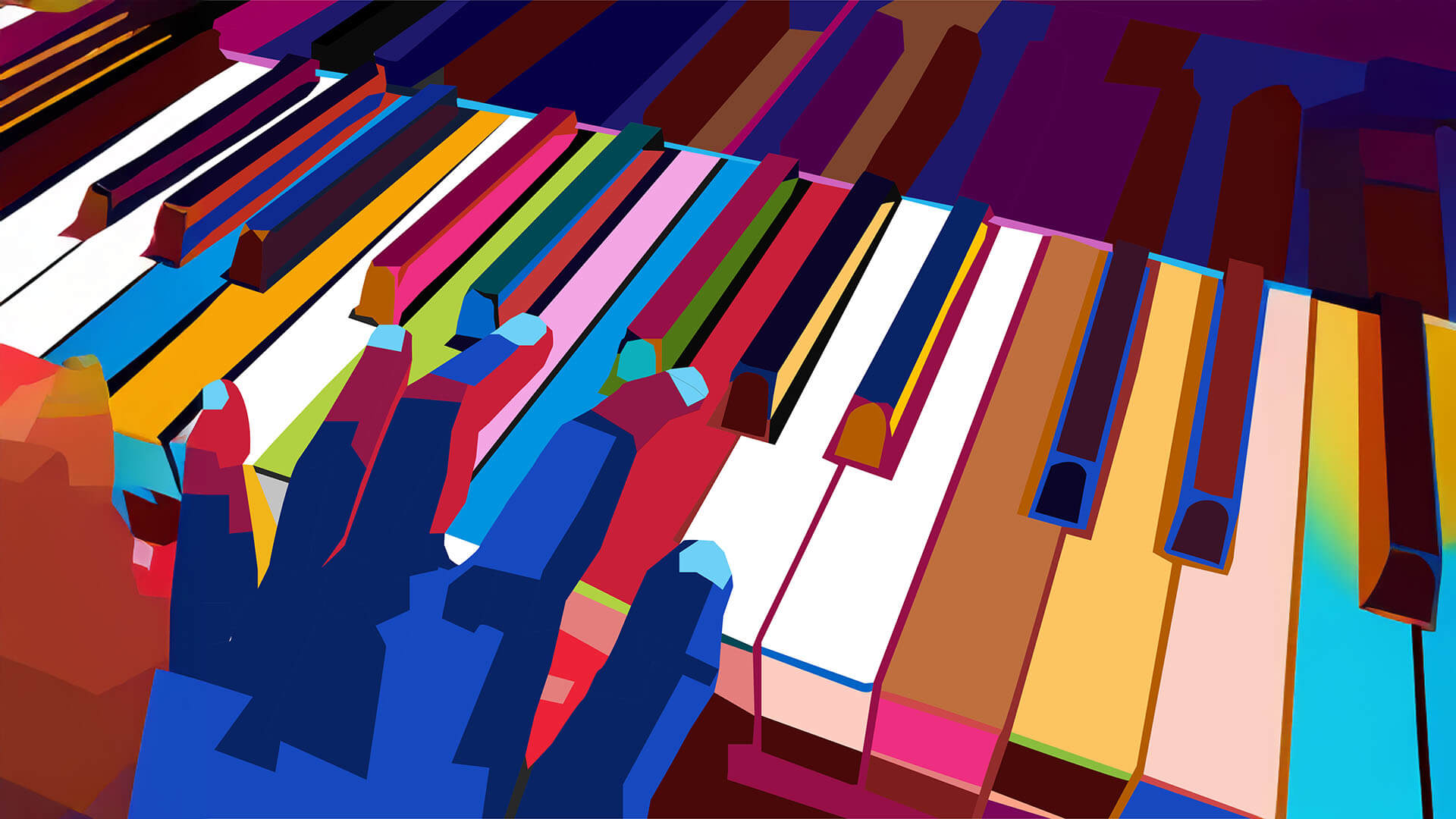Colorful pop art piano vector wpap
