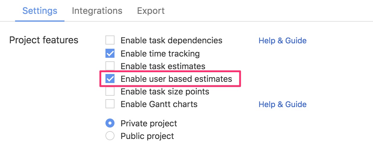 Enable user based estimates