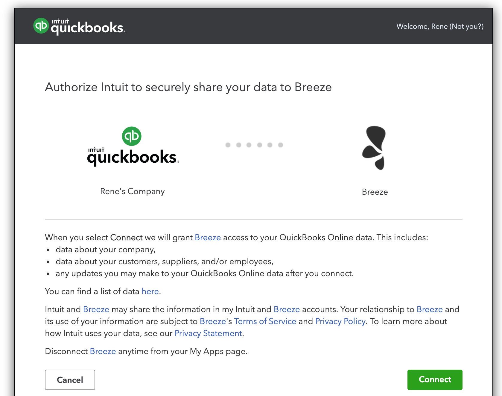 QuickBooks authorization