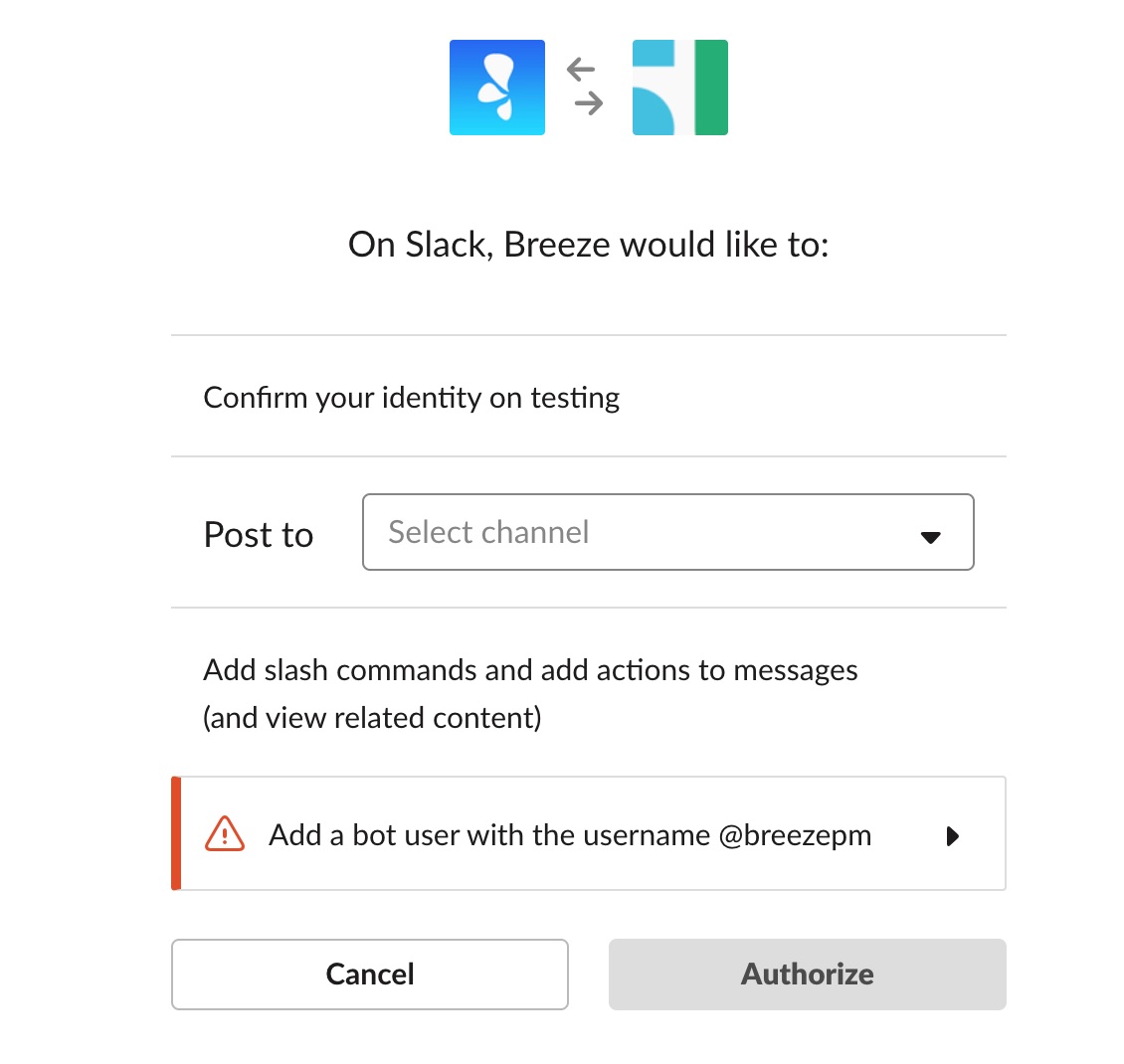 Slack authorization