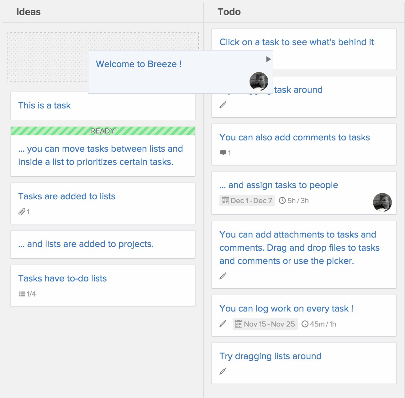 breeze projec management software visual todo list