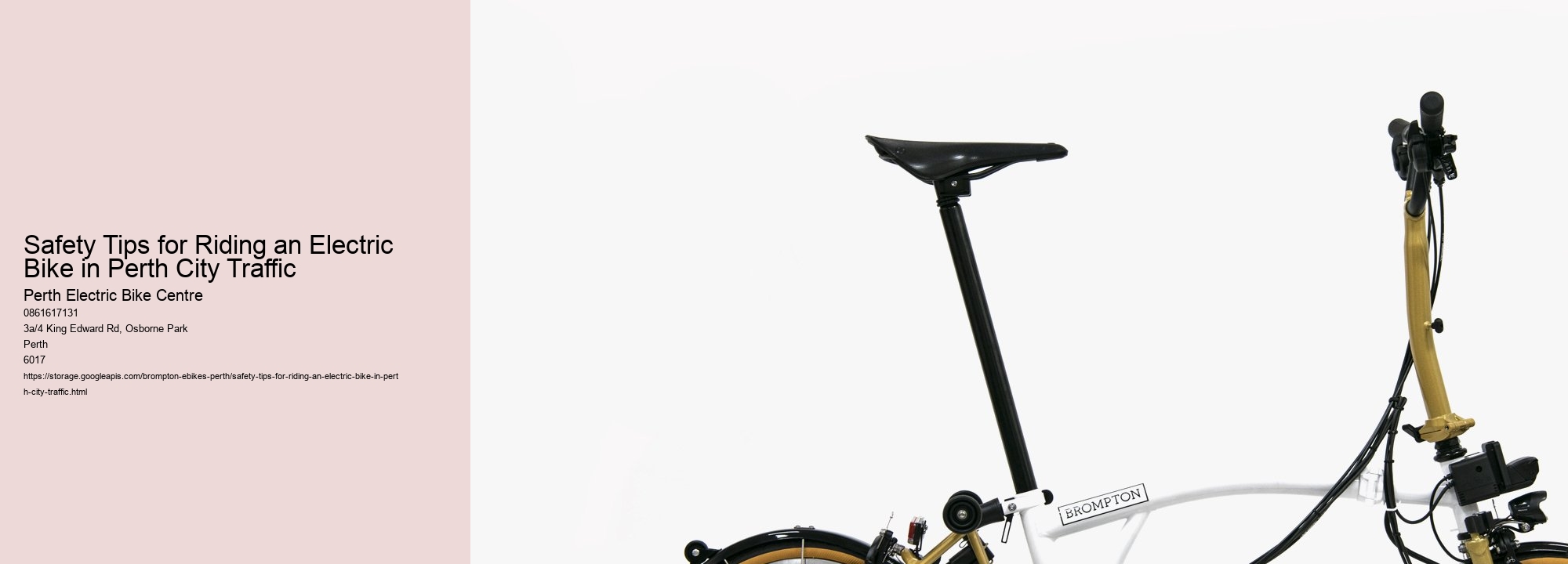 Safety Tips for Riding an Electric Bike in Perth City Traffic  