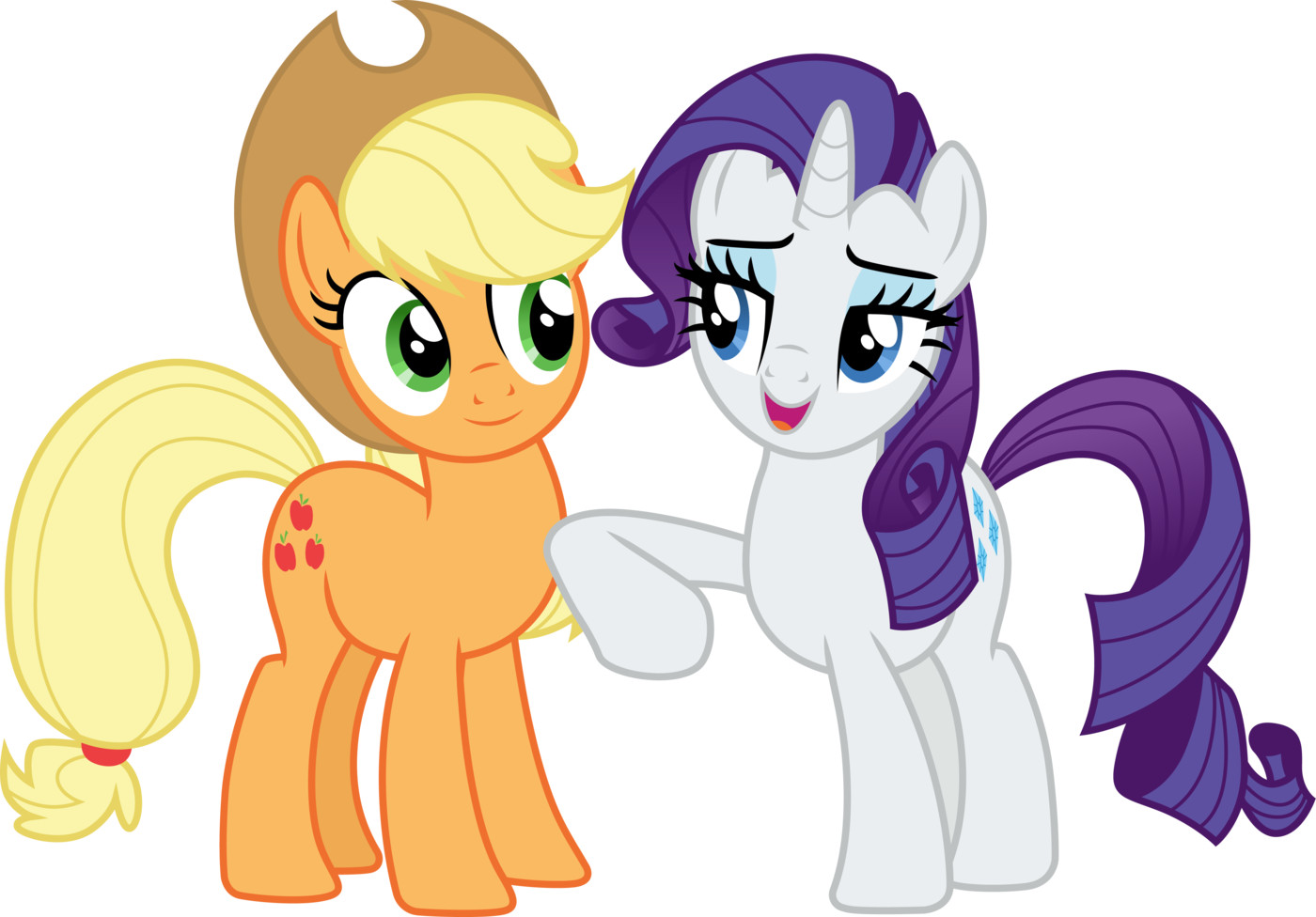 applejack and rarity drawn by cloudyglow - Bronibooru