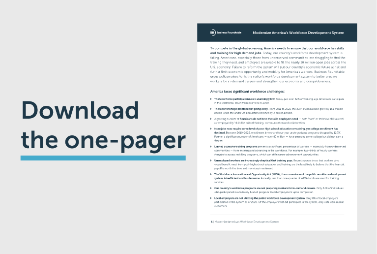 Modernize America S Workforce Development System Business Roundtable