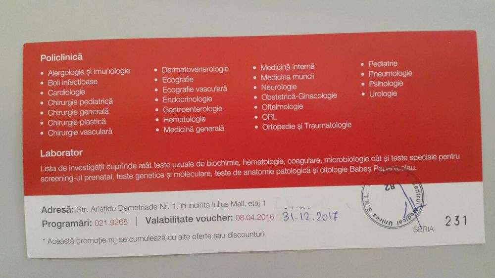 Voucher Laborator Regina Maria Din Timisoara Voucher Iulius Mall In Arad