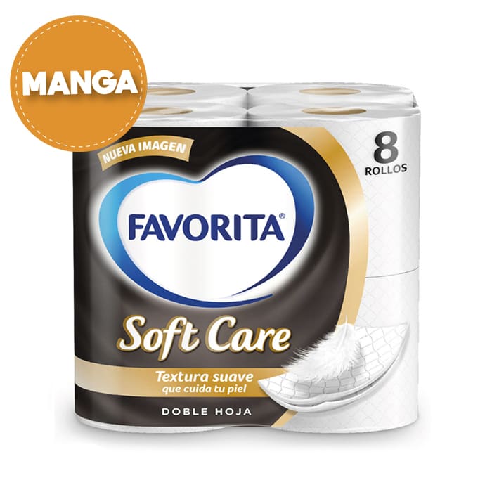 Manga 8 paquetes Papel Higiénico Soft Care Doble Hoja 4 un 50 mt + 1 Servilleta Nova 200 Un de Regalo