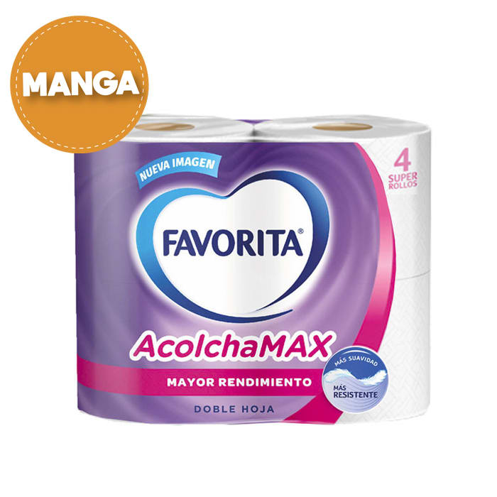 Manga 8 paquetes Papel Higiénico Acolchamax Doble Hoja 4 un 37 mt + 1 Servilleta Nova 150 Un de Regalo