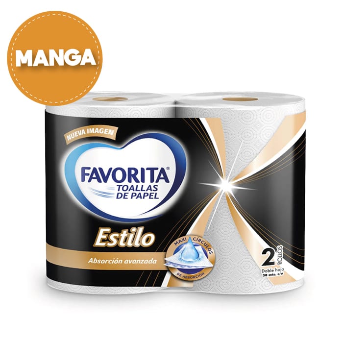 Manga 8 paquetes Toalla de Papel Estilo 2 un 26 mt + 1 Servilleta Swan 300 Un de Regalo