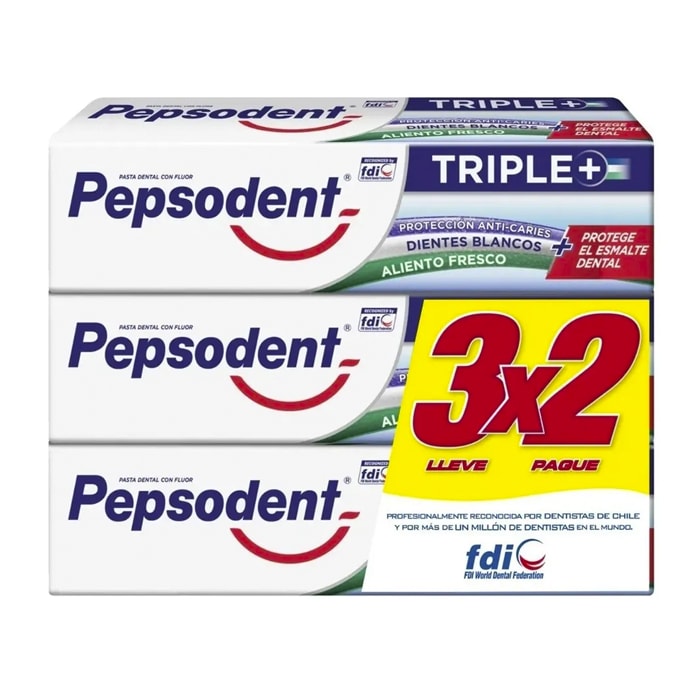 Crema Dental Triple+ 3 un 68ml. Pepsodent