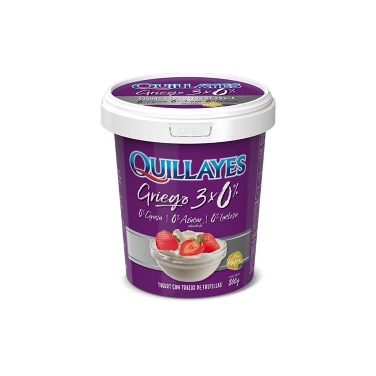 Yogurt Griego Triple 0 Frutilla 800 gr. Quillayes Logística Austral