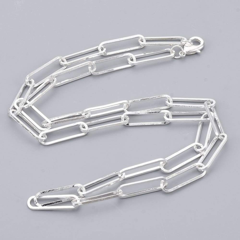 CADENA LISTA B/PLATA ESLABON RECTANGULAR GRANDE 46CM