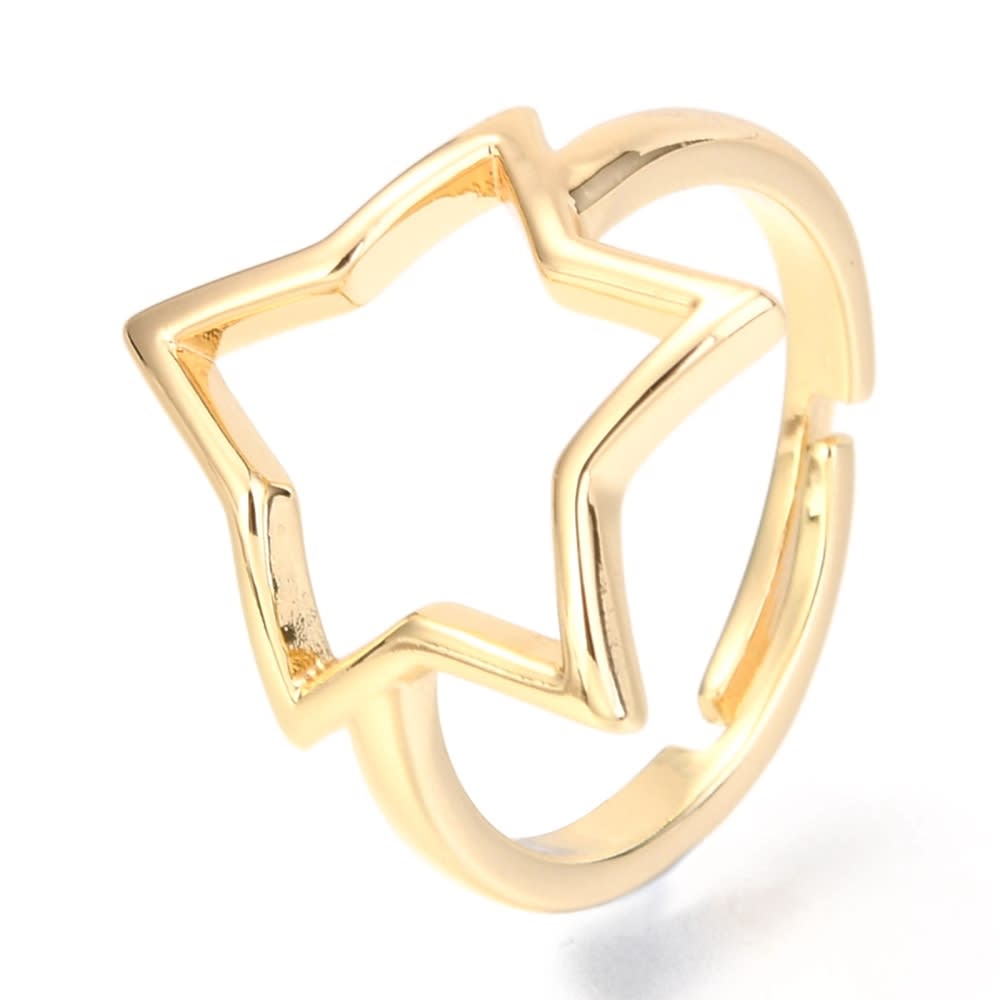 ANILLO AJUSTABLE ESTRELLA HUECA B/ORO
