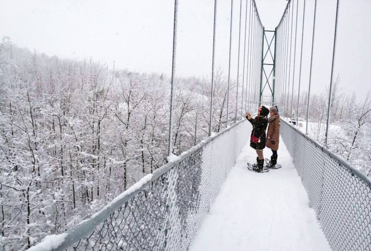 This suspension bridge is the most epic place to snowshoe in Ontario