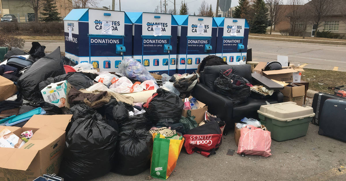 People keep dumping trash outside clothing donation bins in Toronto