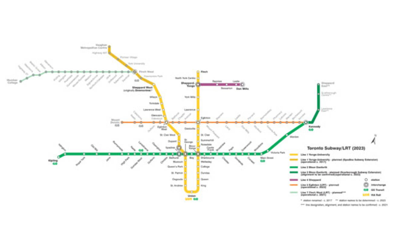 This is what the TTC map will look like in 2025