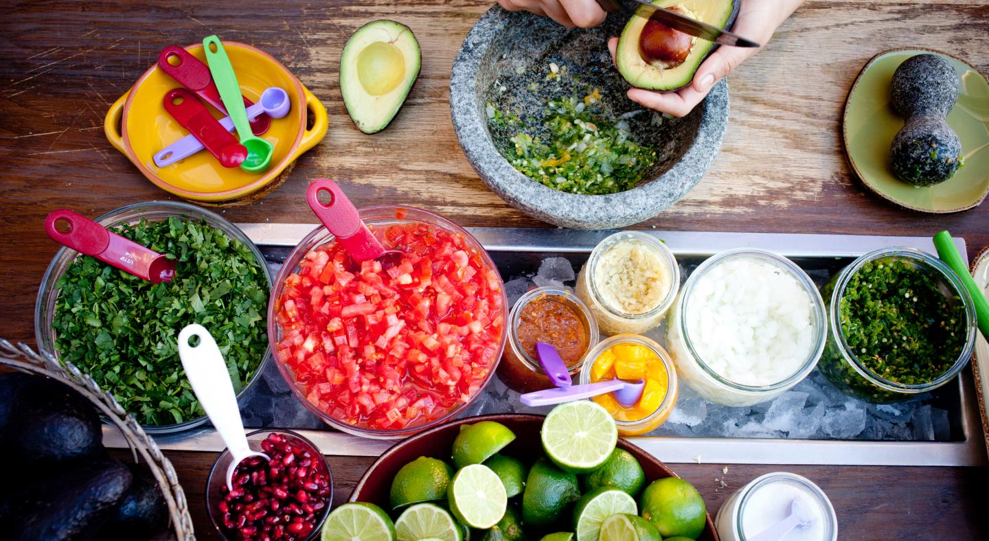 Ingredients for homemade guacamole at El Segundo Sol