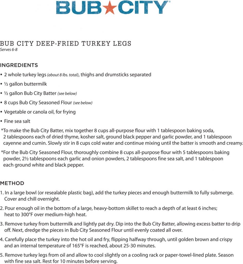 Recipe Bub City DeepFried Turkey Legs Lettuce Entertain You