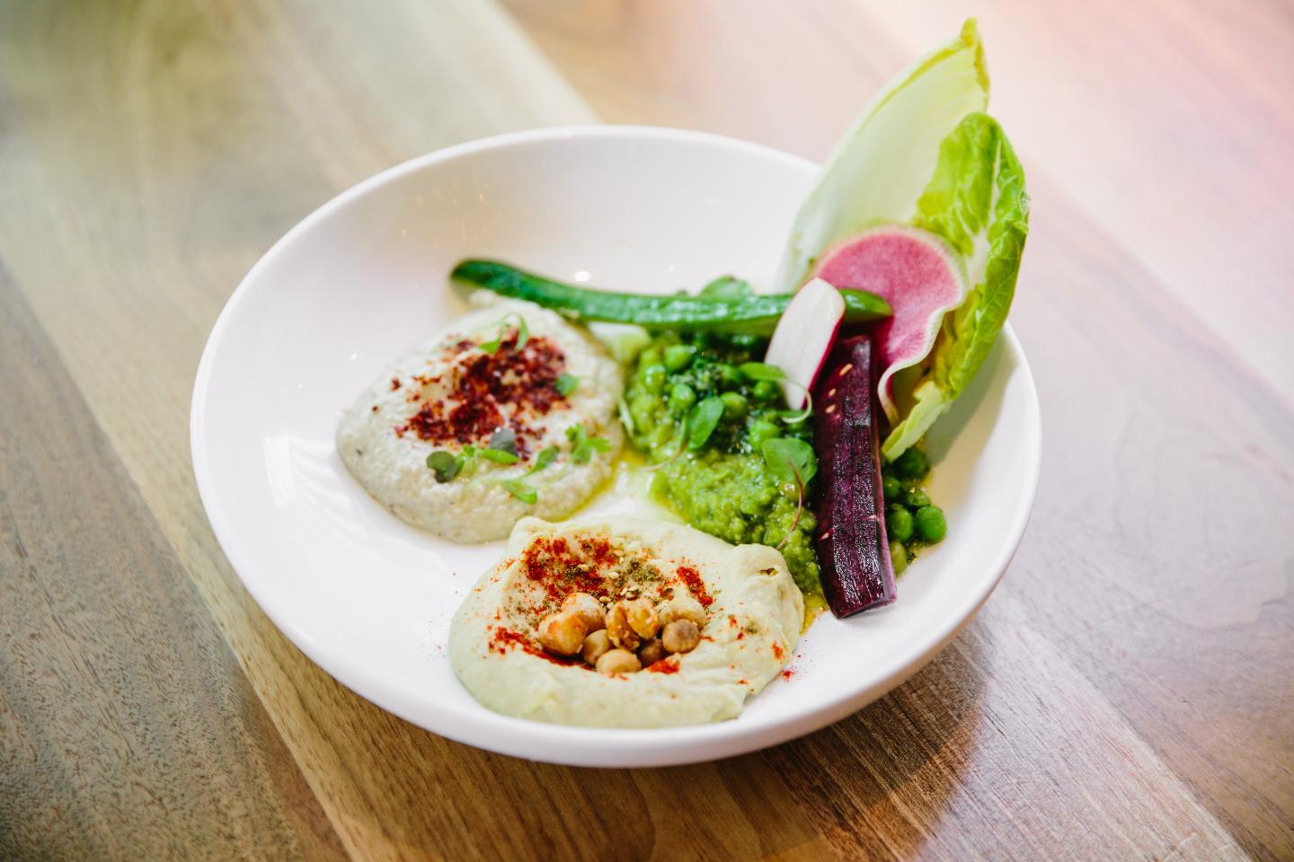 Ema's spread sampler with three different types of dips