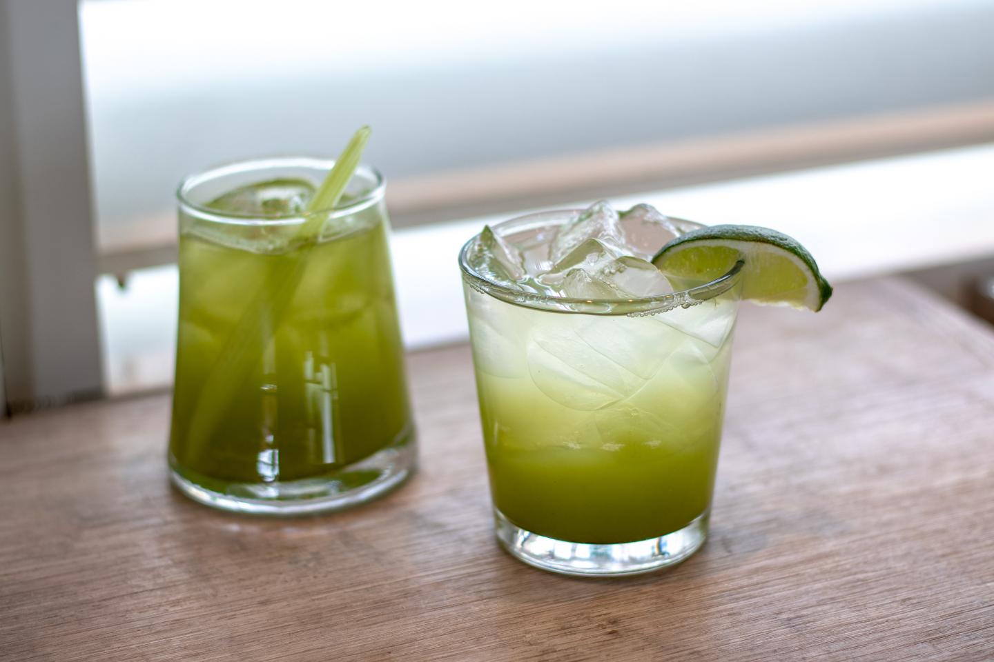 Two Matcha drinks from Summer House Santa Monica