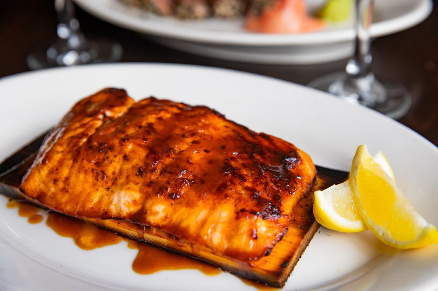 Wildfire cedar planked salmon