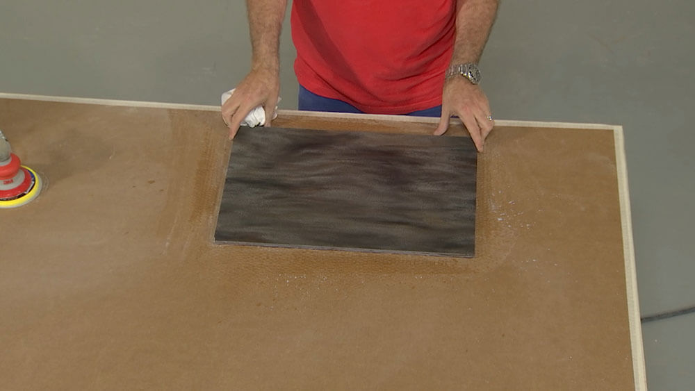 Wet Sanding Solid Surface with an Orange Trizact Sheet