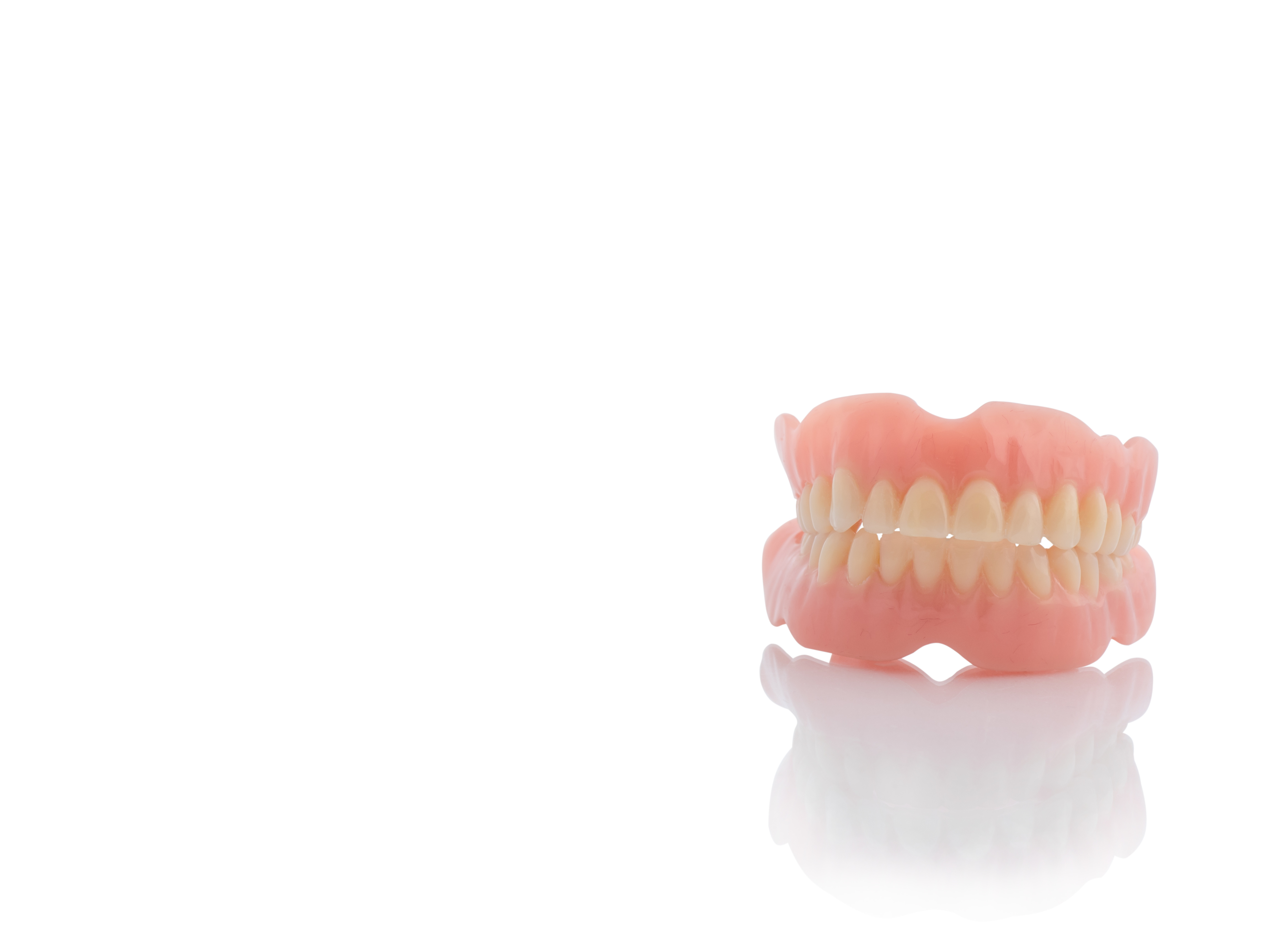 plastic teeth on isolate white background.
