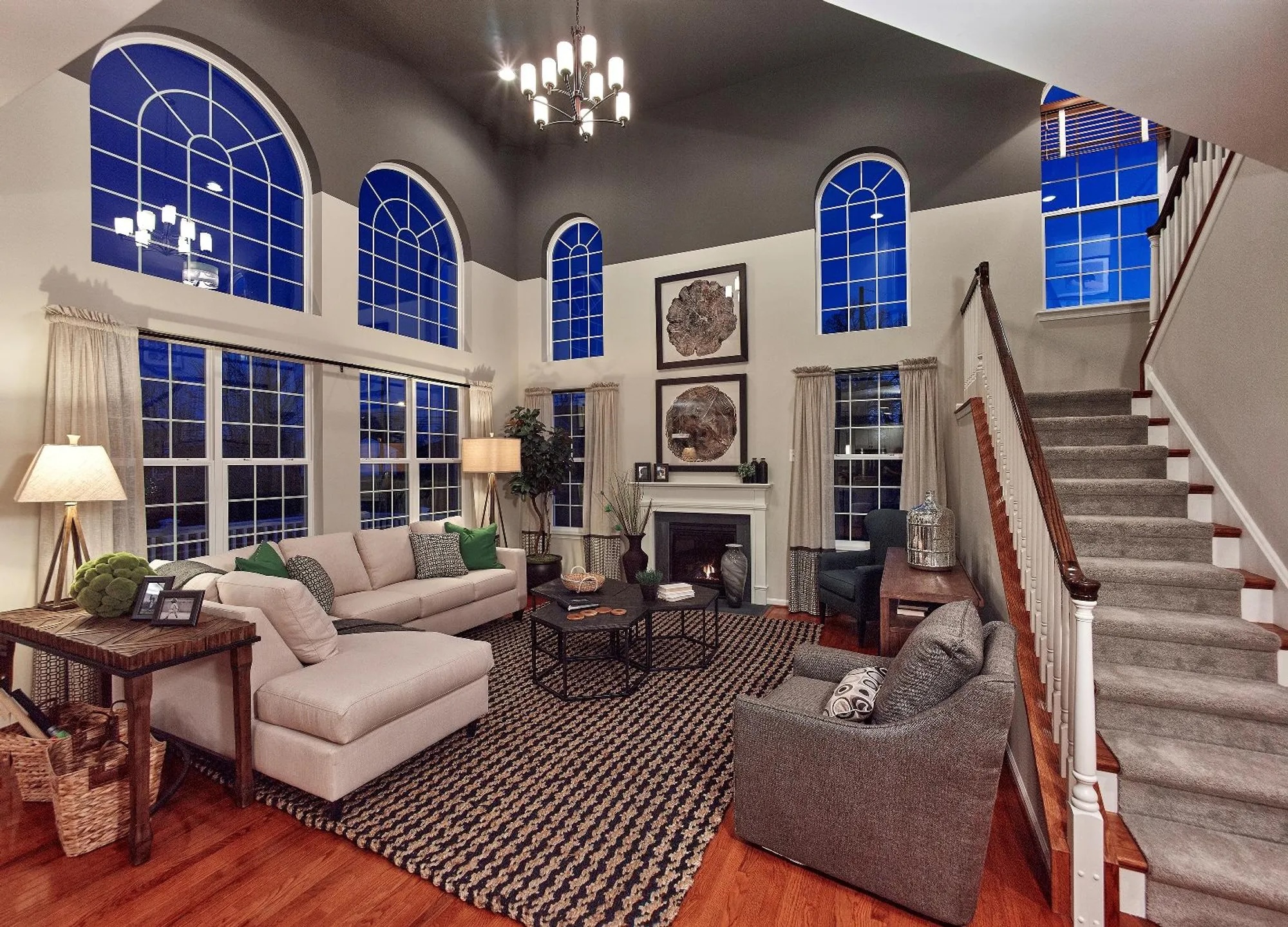 Warm house with gas fireplace and heated floors.