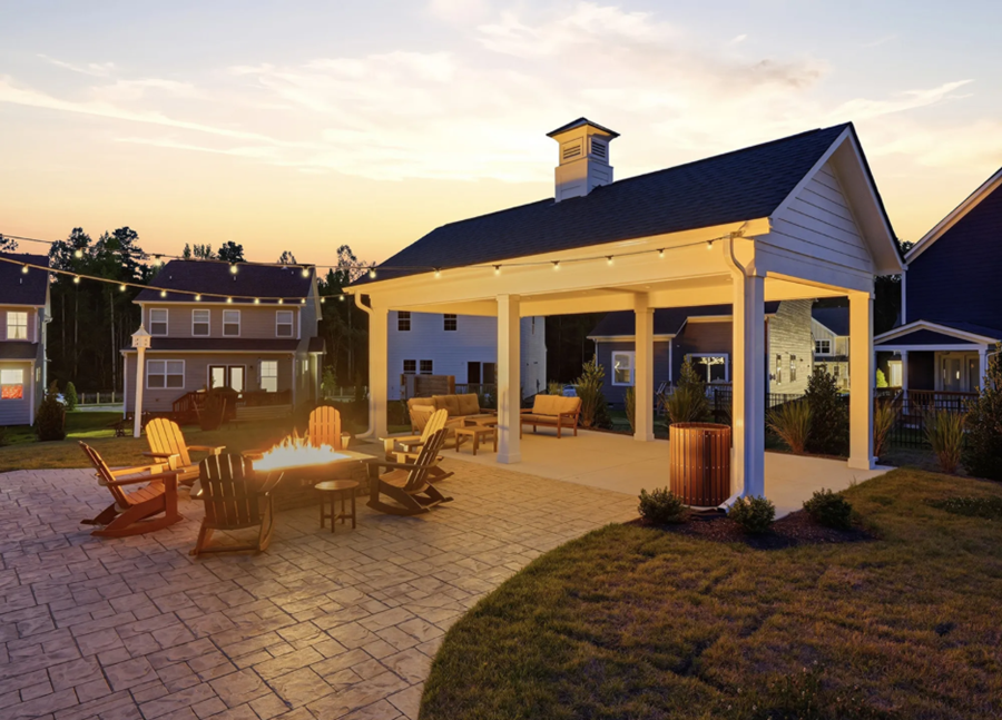 Firepit and covered sitting area