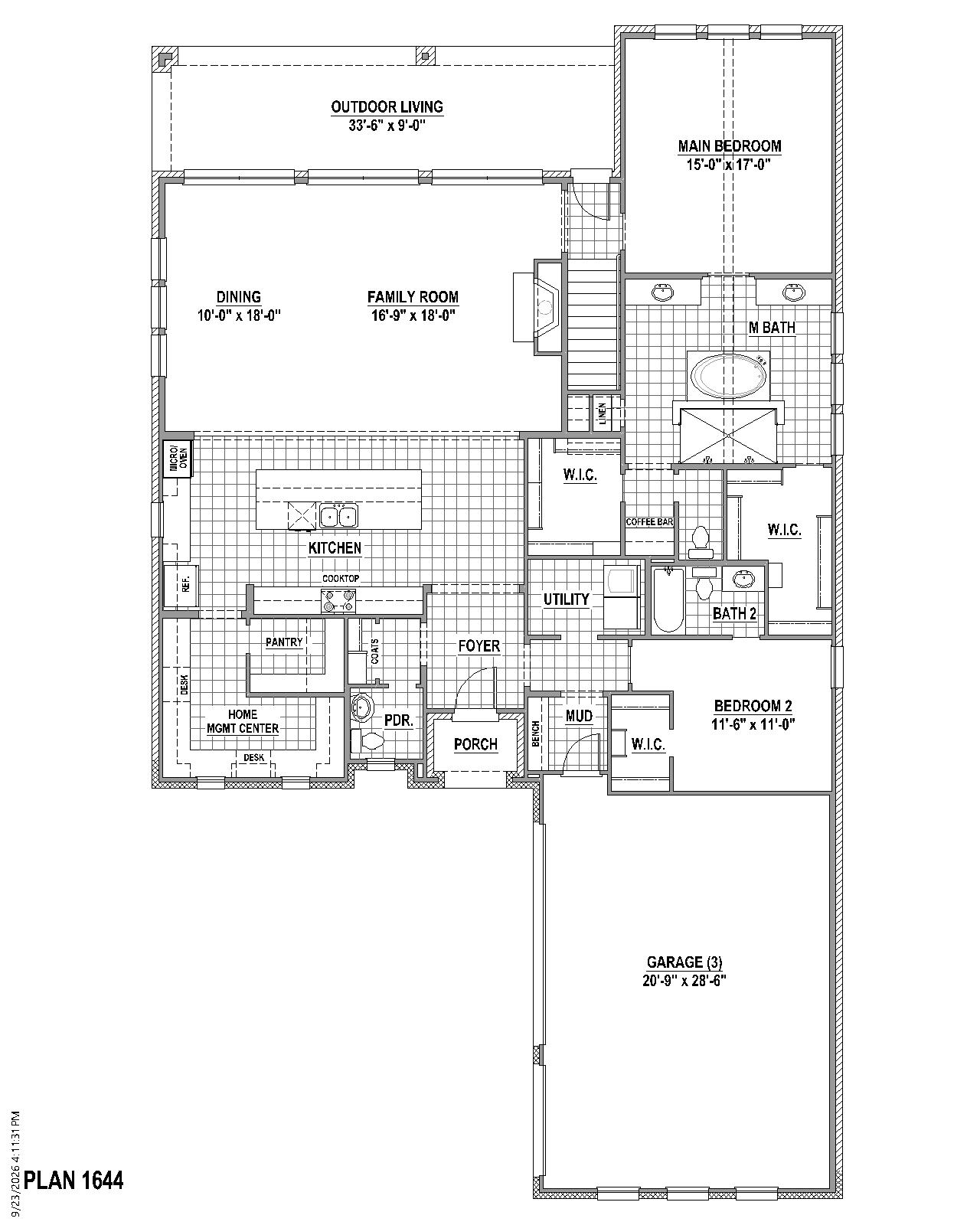 Plan 1644 floor plan drawing