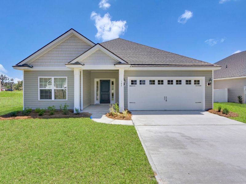 The Liberty Floor Plan Exterior – Ernest Homes Wexford Front exterior of The Liberty single-story home by Ernest Homes with covered front porch in Wexford.