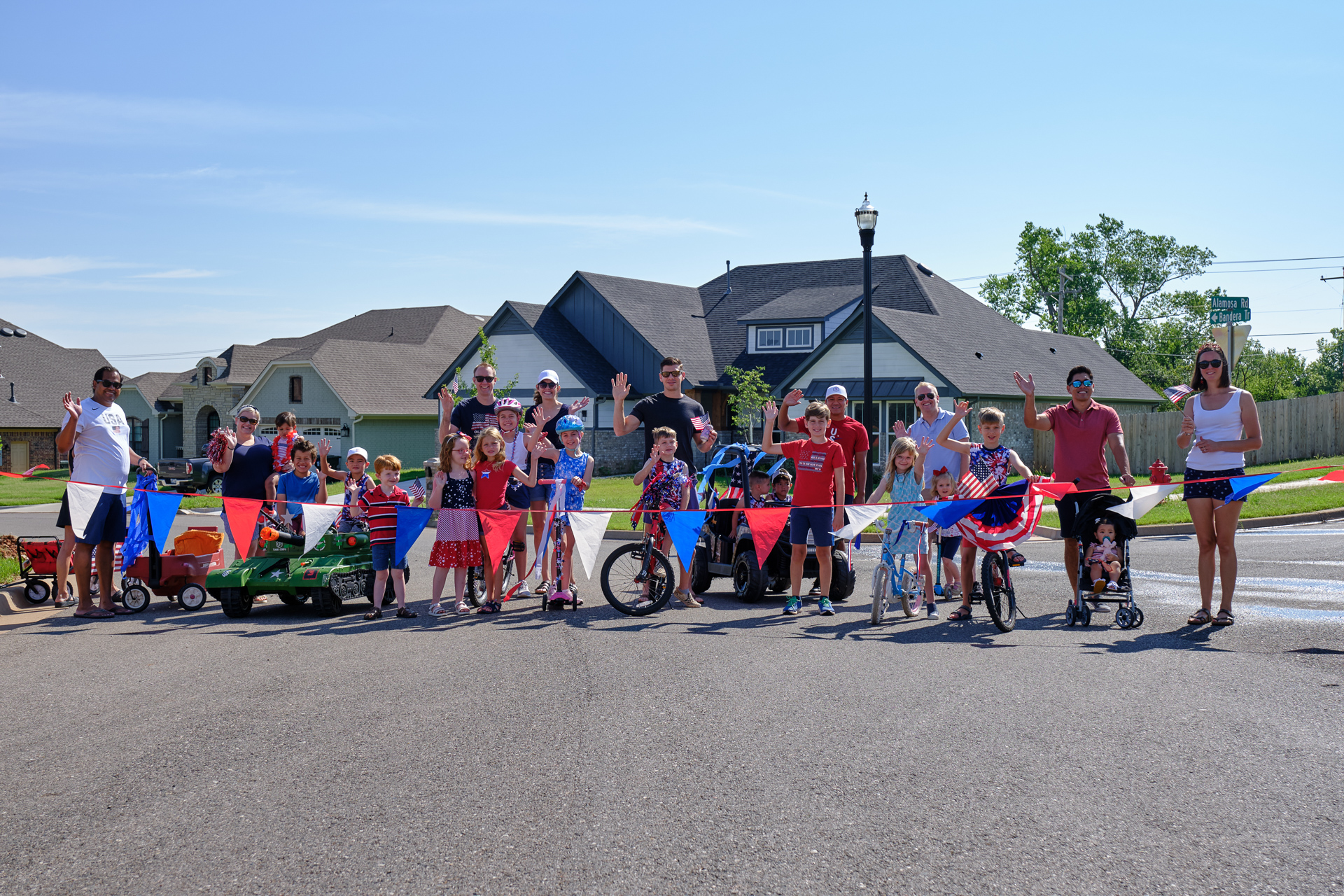 Neighbors Enjoying a Bike Parade on the Fourth of July in Little River Trails