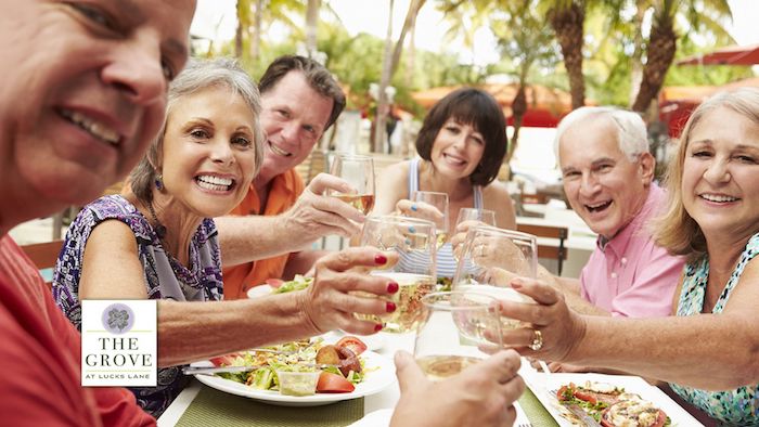 Residents enjoying dinner.