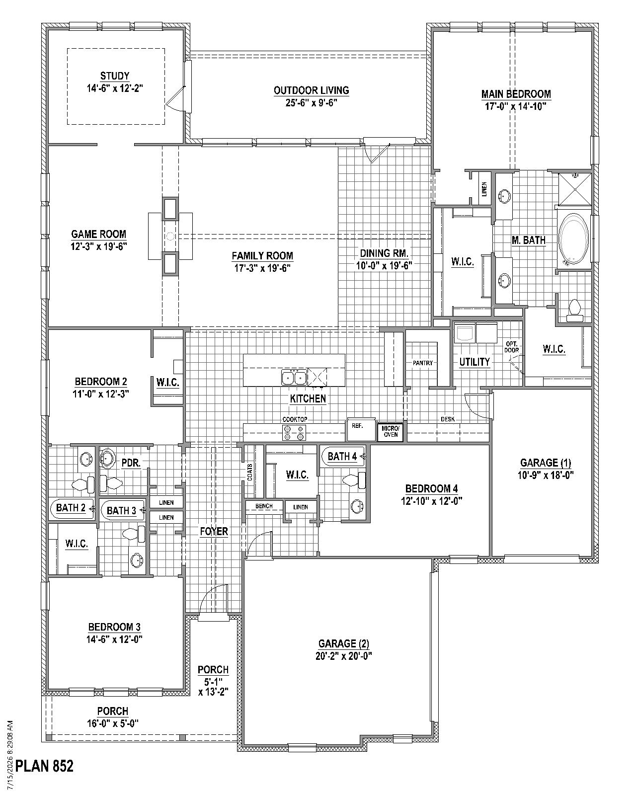 Plan 852 floor plan drawing