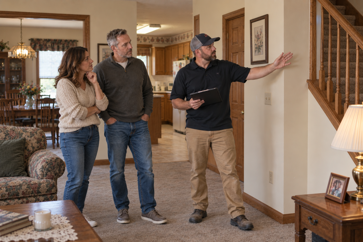 A contractor showing a couple some ideas