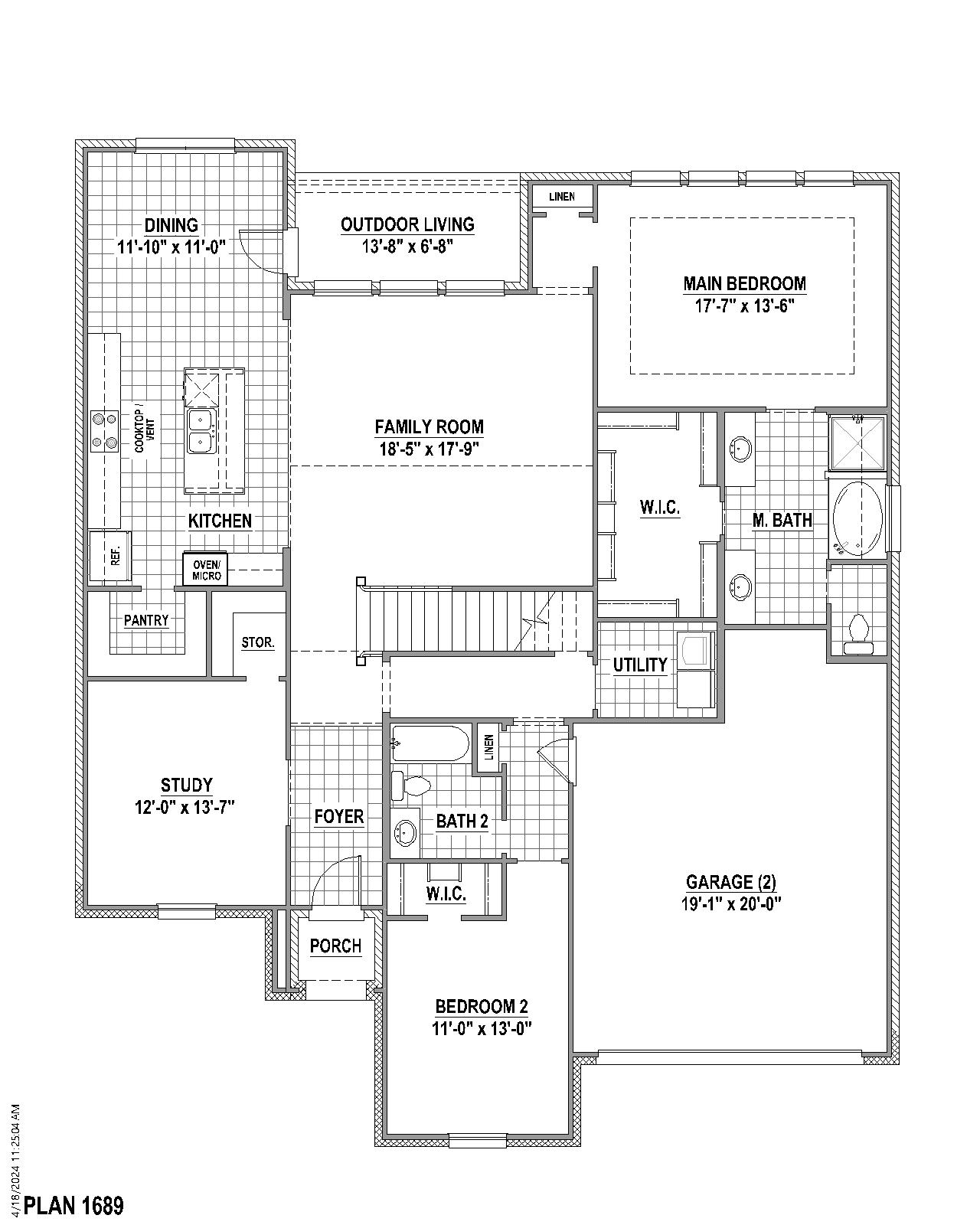 Plan 1689 floor plan drawing