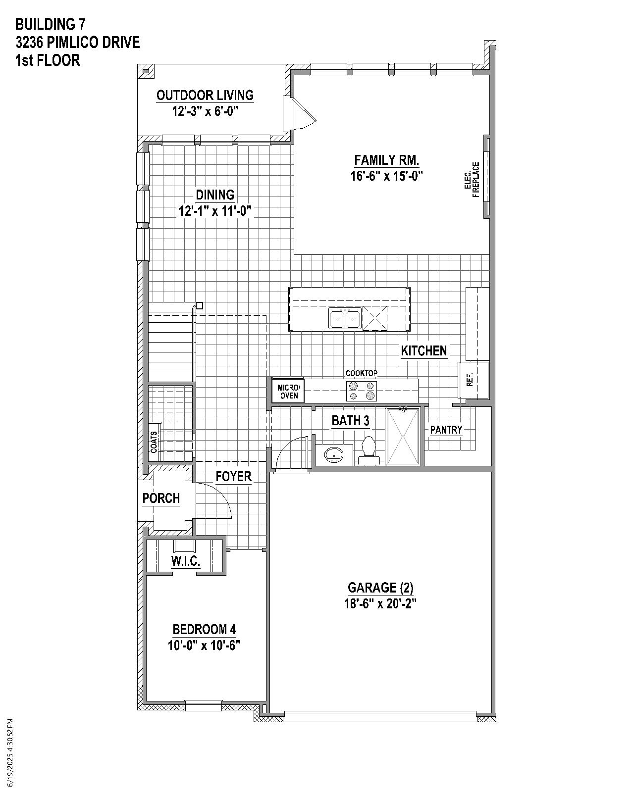 TH Building 7 Unit 1 ML floor plan drawing