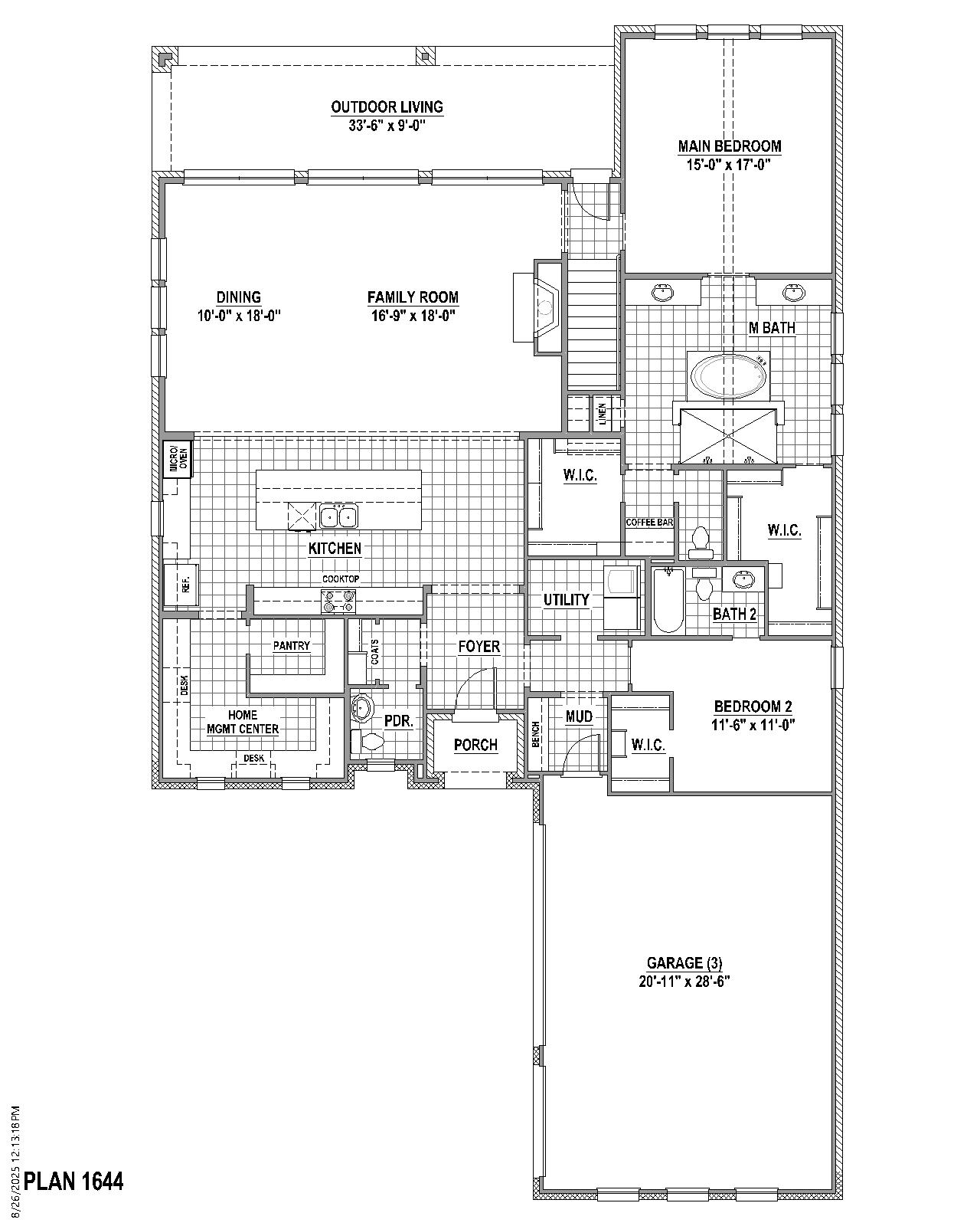 Plan 1644 floor plan drawing