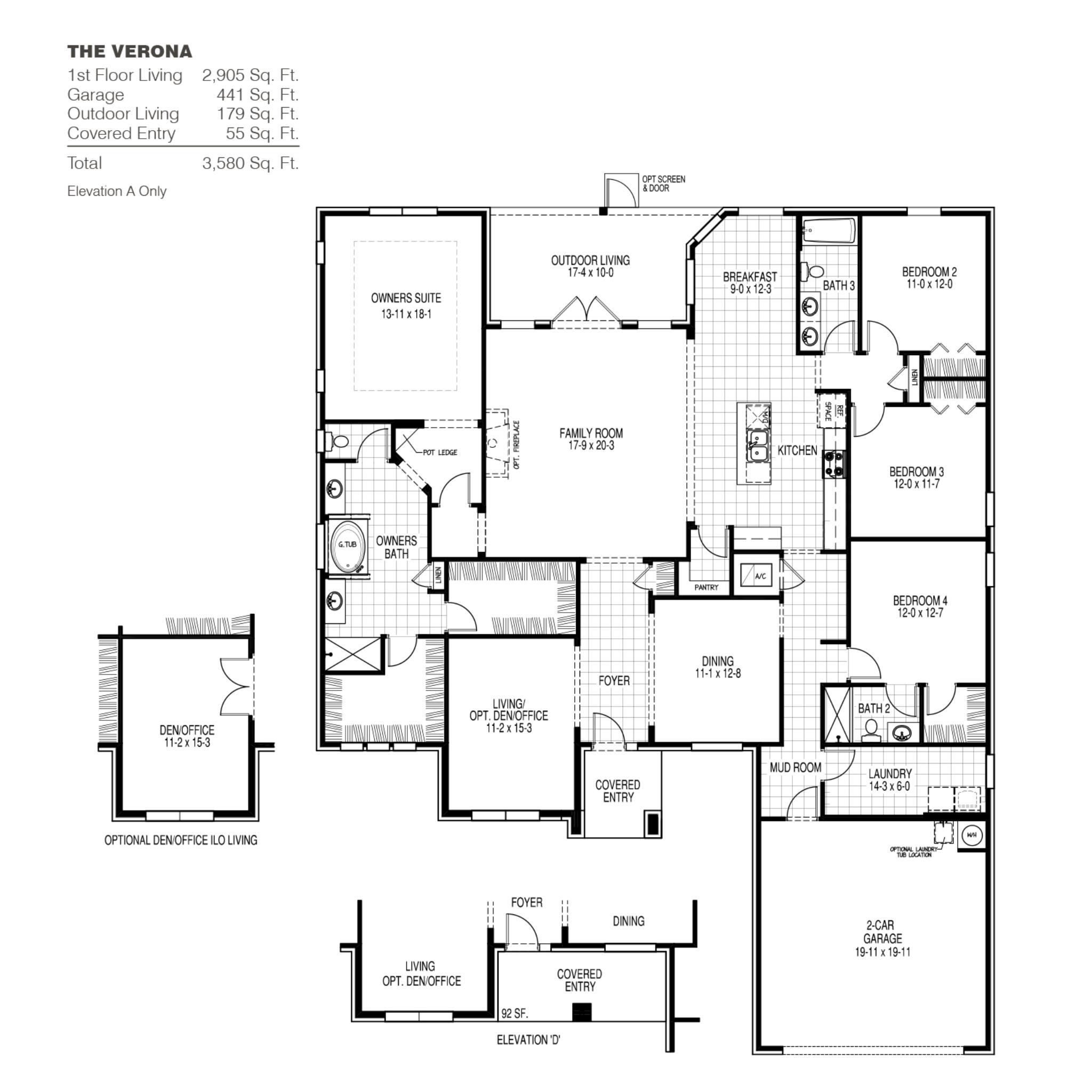 The Verona A Floor Plan In Sawgrass Lakes Holiday Builders
