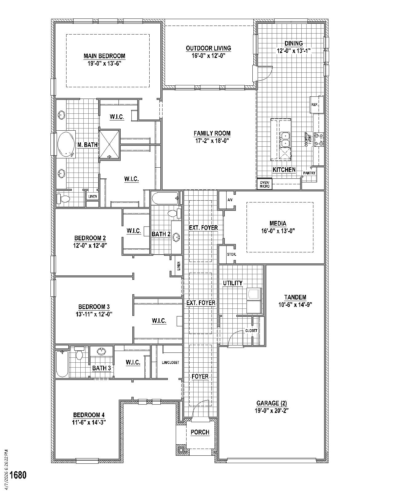 Plan 1680 floor plan drawing