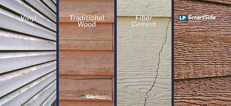 Different type of siding types compared to the LP SmartSide.
