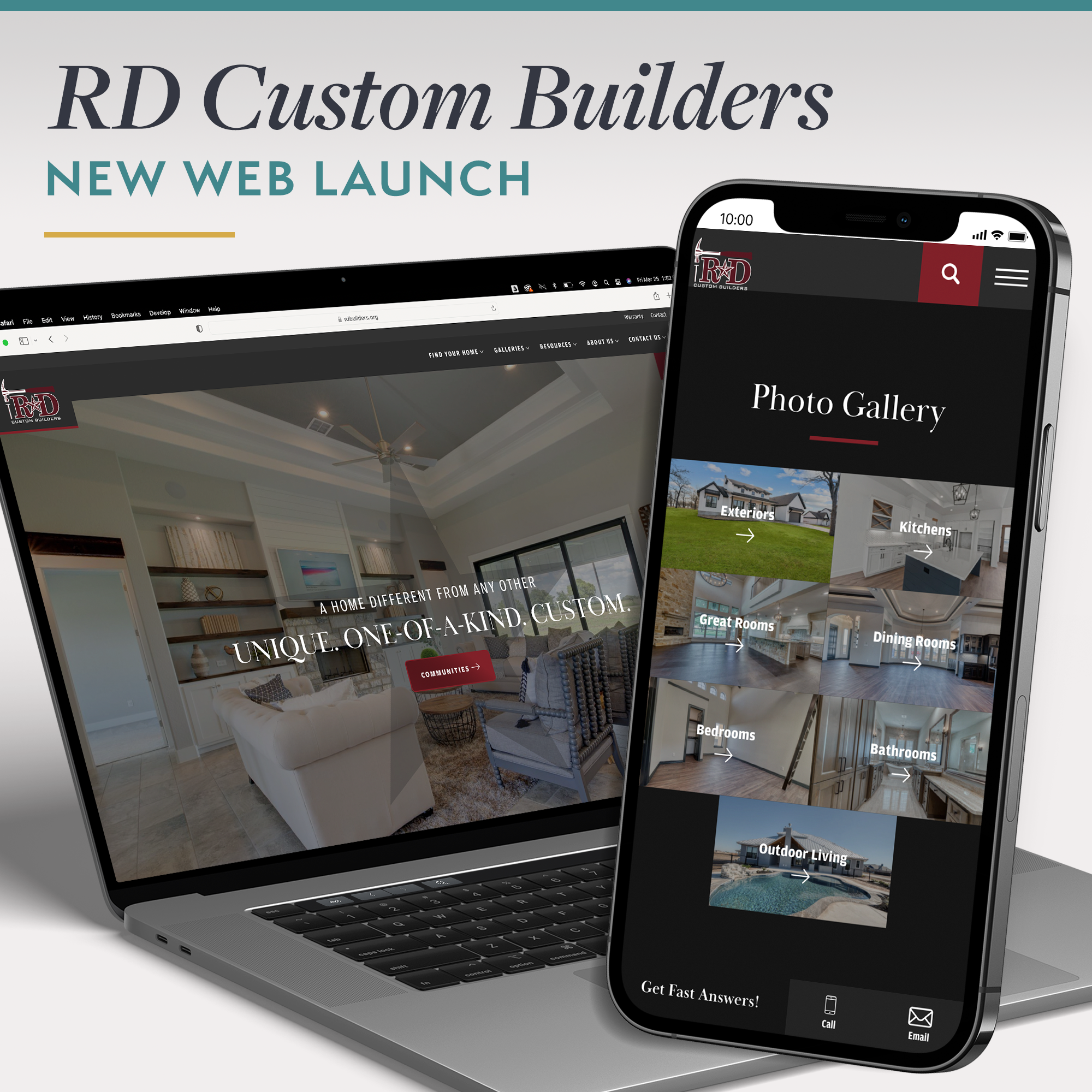 RD Custom Builders Website on Laptop and iPhone