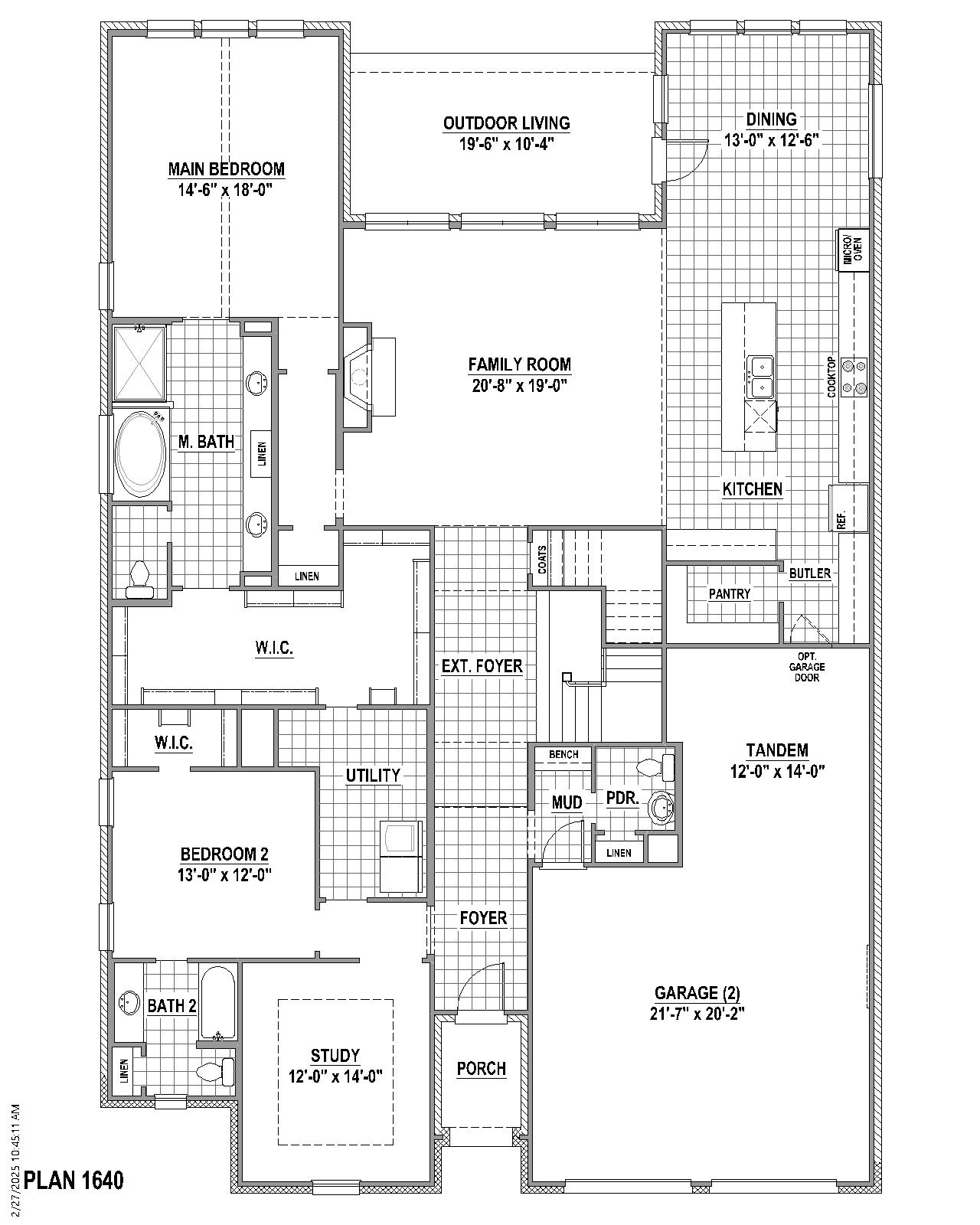 Plan 1640 floor plan drawing