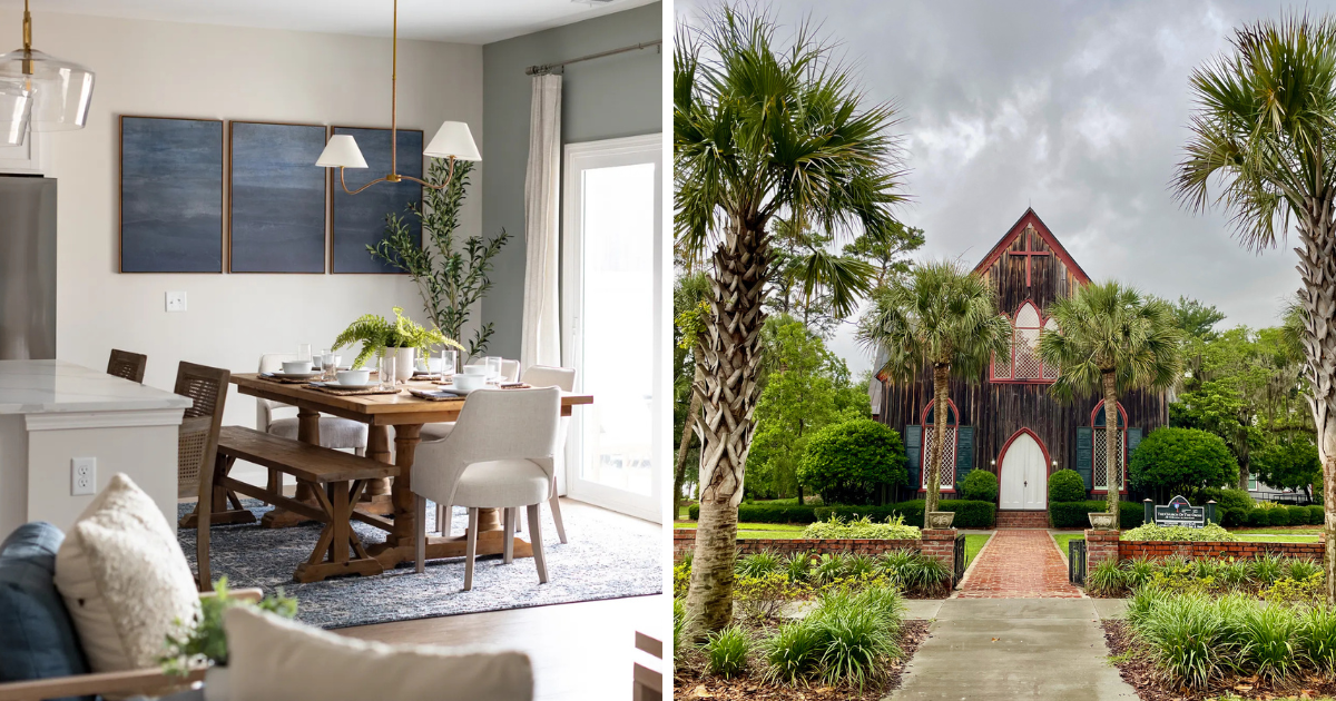 Image of a model home photo and a chapel in Bluffton, SC.