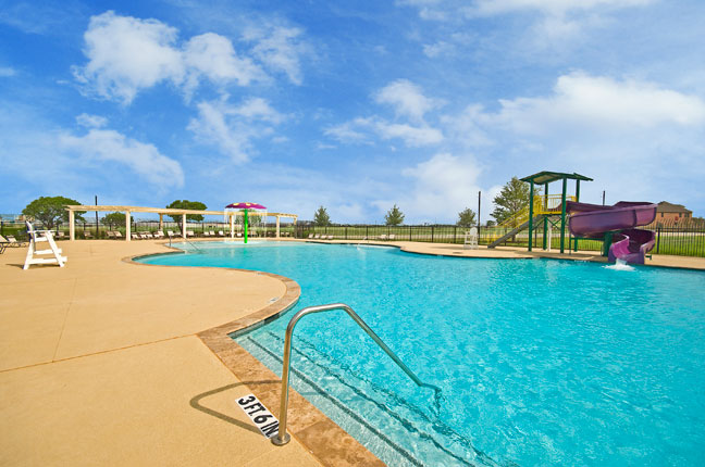 massive pool with water slide