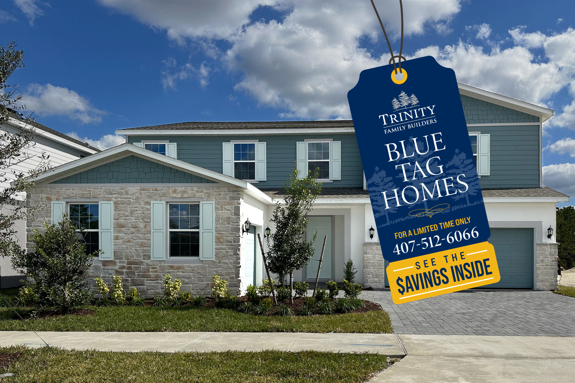 Move-in ready new construction home by Trinity Family Builders, a Blue Tag Home in Central Florida